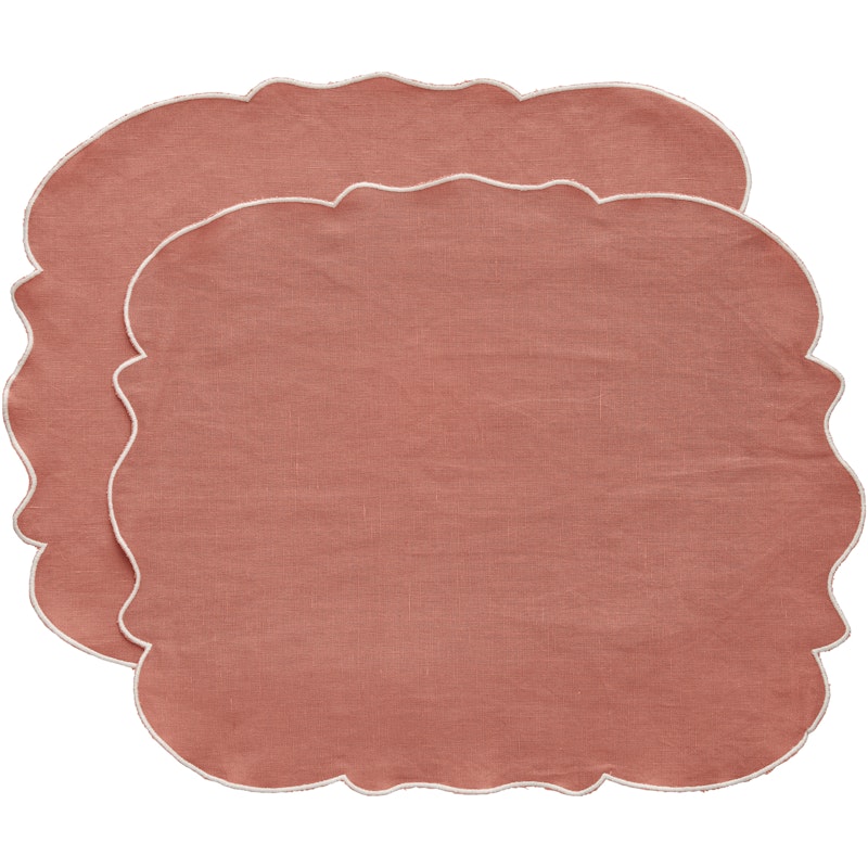 Gia Placemat 35x45 cm Pak van 2, Dusty Pink / Wit