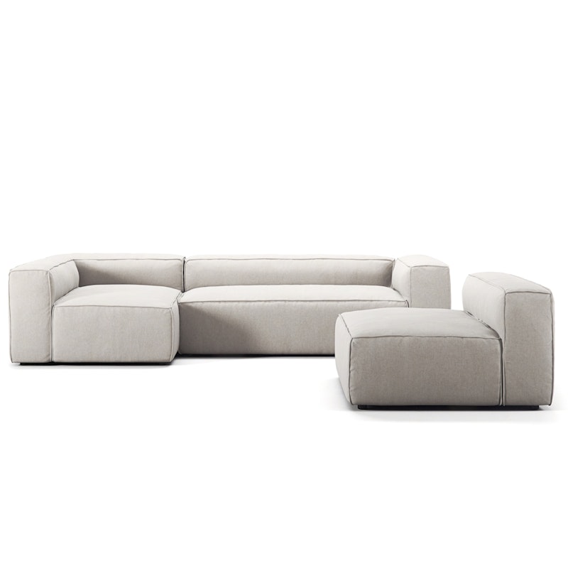 Grand 4-Zitsbank Divan Links met Fauteuil, Moon White