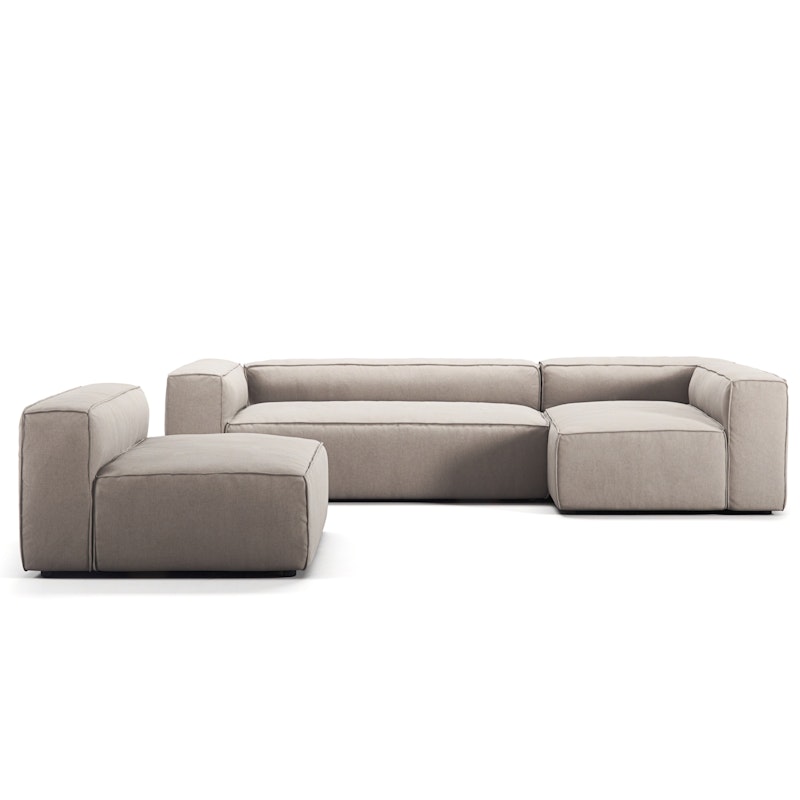 Grand 4-Zitsbank Divan Rechts met Fauteuil, Sandshell Beige