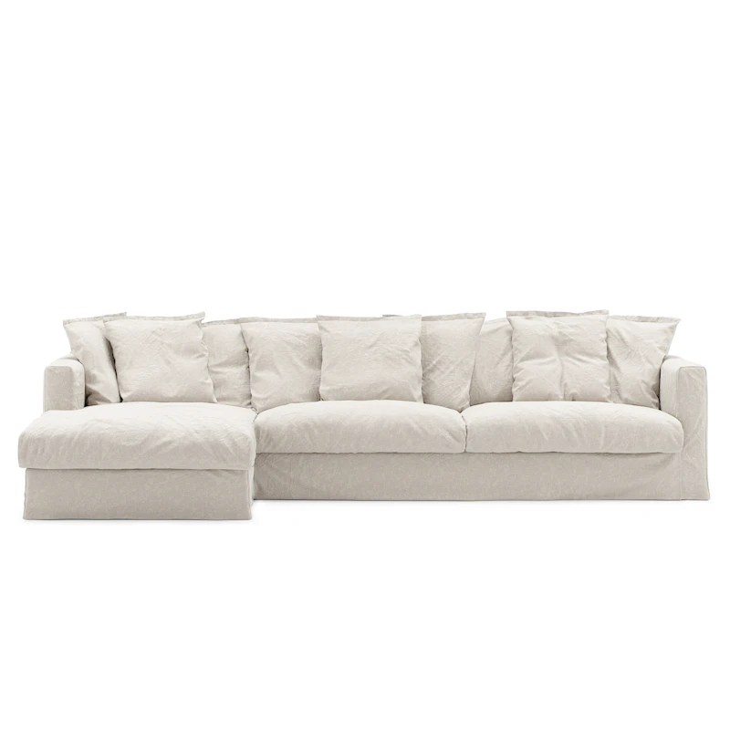 Le Grand Air 3-Zitsbank Linnen Divan Links, Creamy White