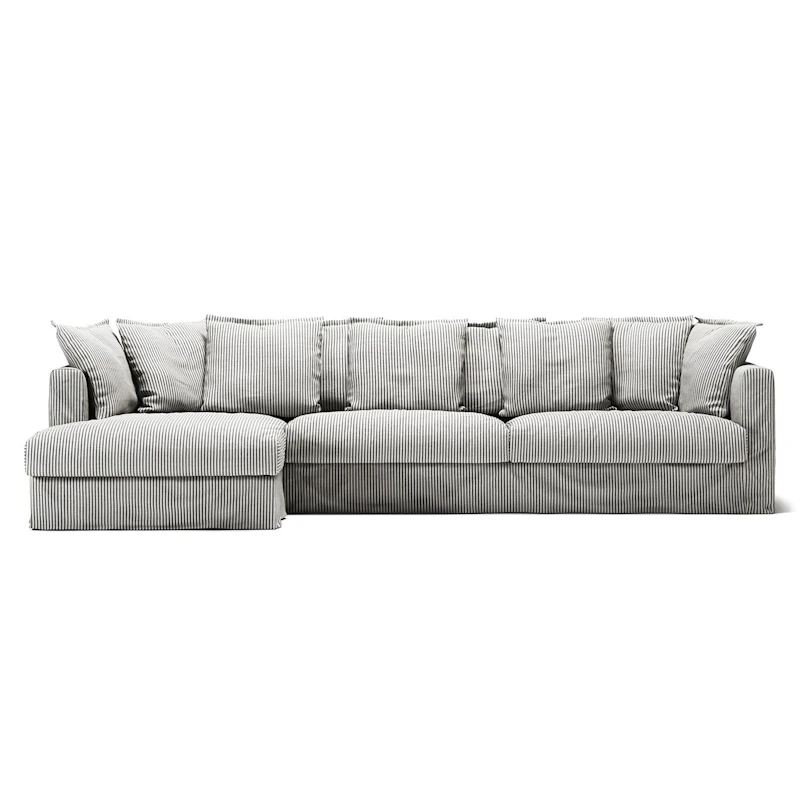Le Grand Air 3-Zitsbank Linnen Divan Links, Ash Stripe