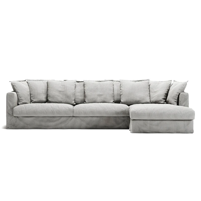 Le Grand Air 3-Zitsbank Linnen Divan Rechts, Ash Stripe