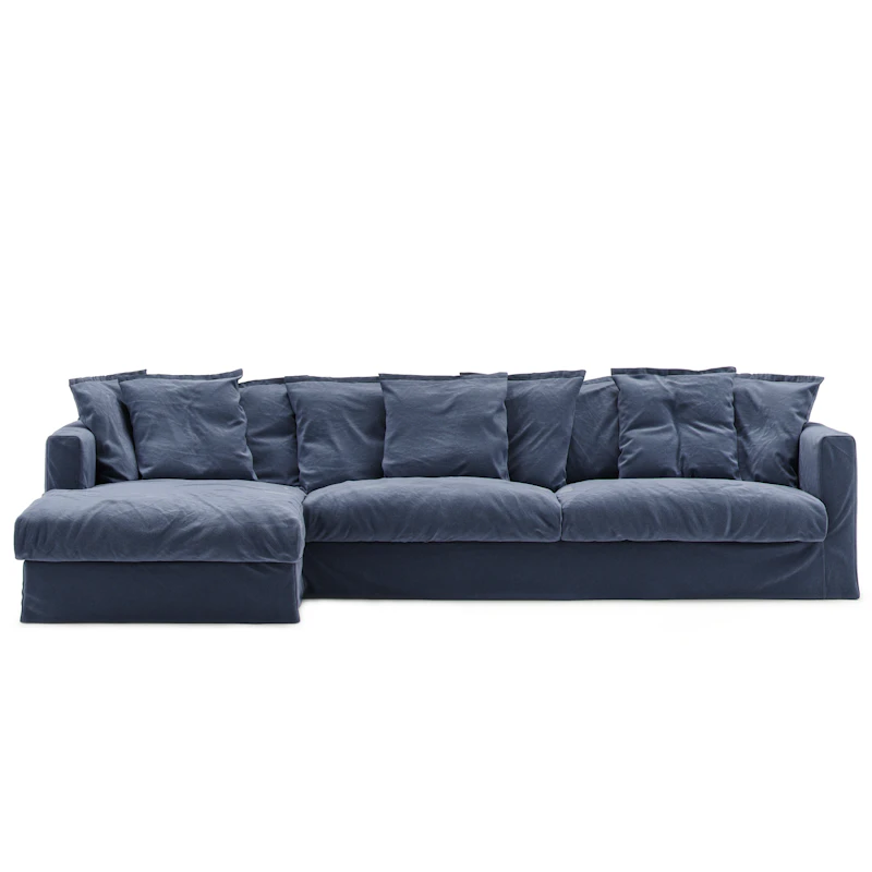 Le Grand Air 3-Zitsbank Katoen Divan Links, Donkerblauw