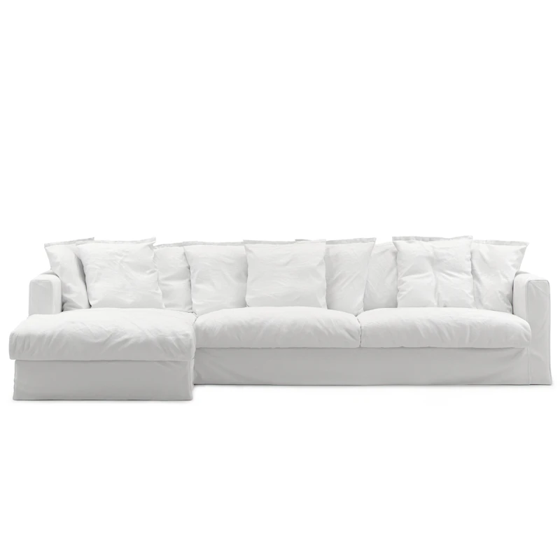 Le Grand Air 3-Zitsbank Katoen Divan Links, Wit