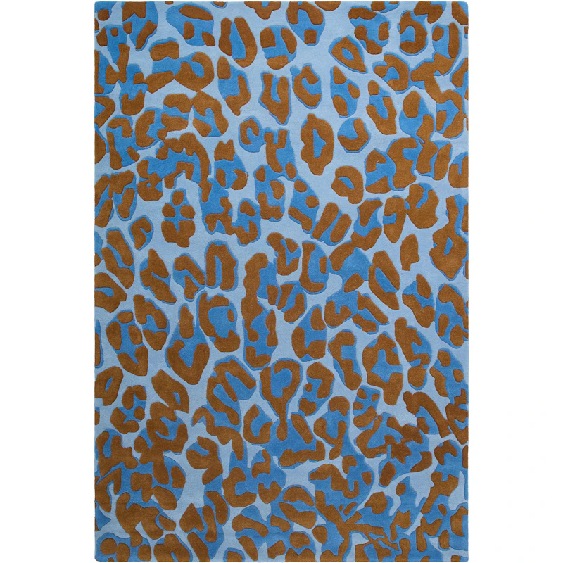 Leopard Wollen Vloerkleed 180x270 cm, Blauw