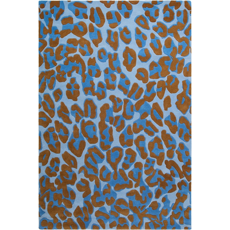 Leopard Wollen Vloerkleed 250x350 cm, Blauw