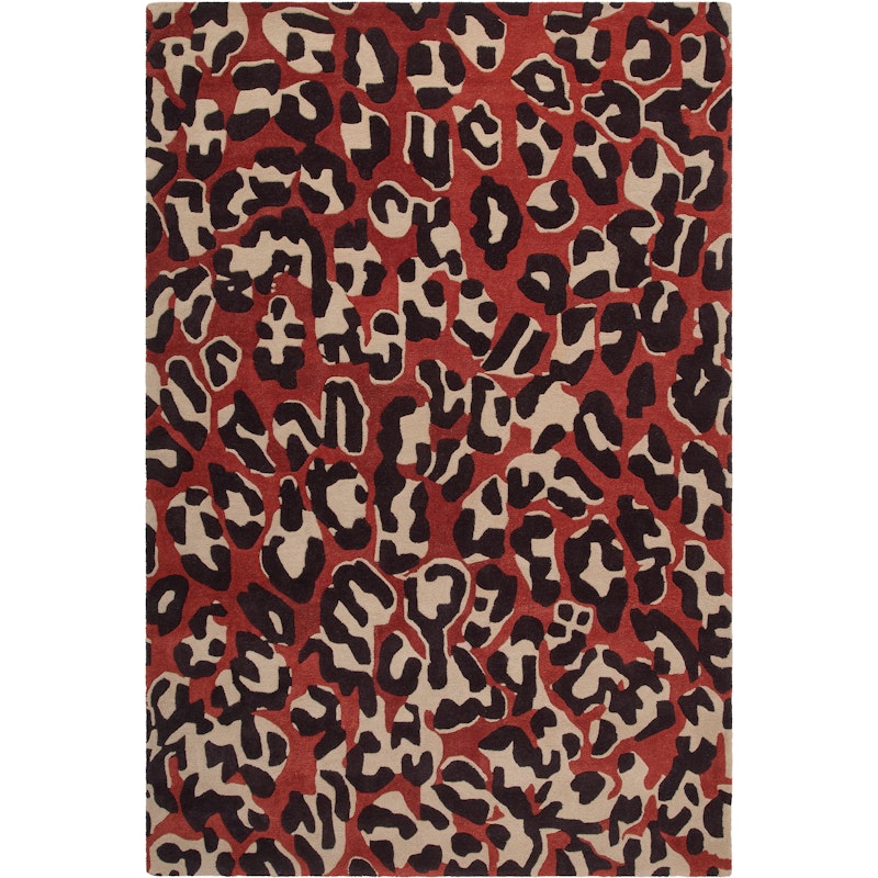 Leopard Wollen Vloerkleed 180x270 cm, Rood