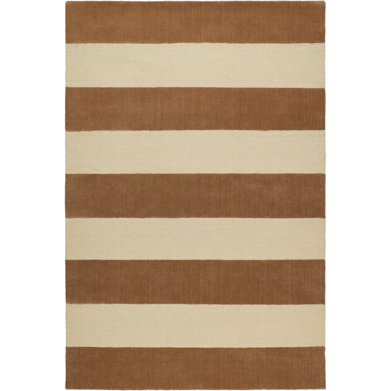 Nordic Stripe Wollen Vloerkleed 180x270 cm, Beige / Rust