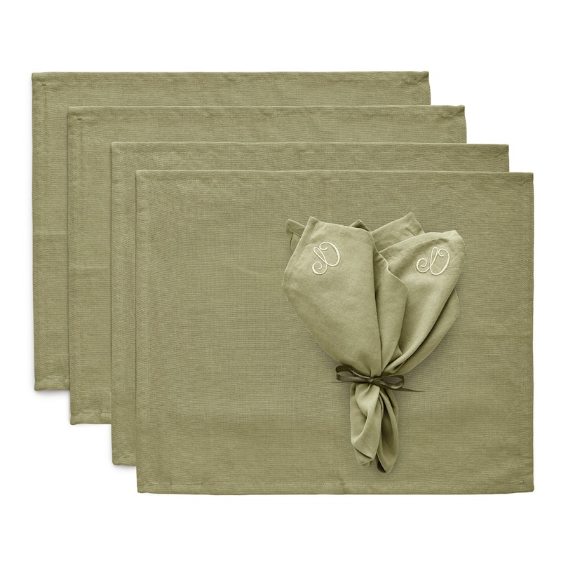 Sienna Textielset 4 Placemats + 4 Servetten, Groen