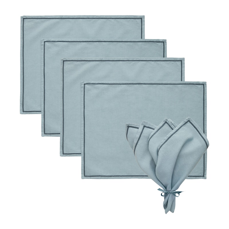 Sienna Textielset 4 Placemats + 4 Servetten, Grijsblauw