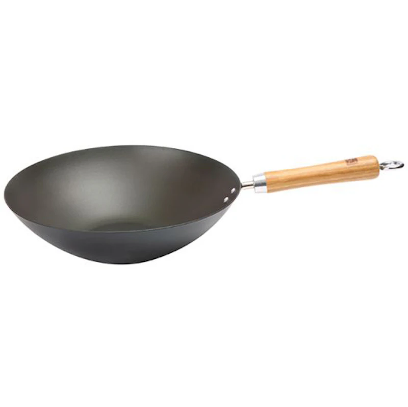 School of Wok Wokpan Koolstofstaal Zwart, 27 cm