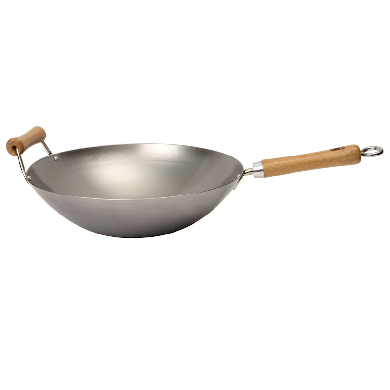 School of Wok Wokpan Koolstofstaal Grijs, 36 cm