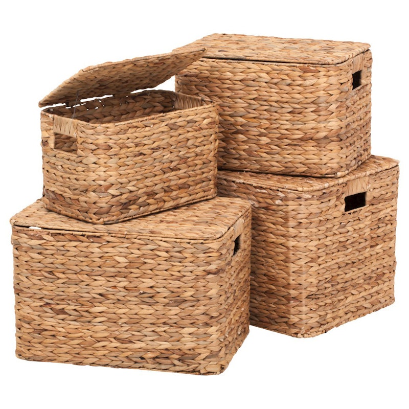 Baskets Water Hyacinth Rectangular 4-pack