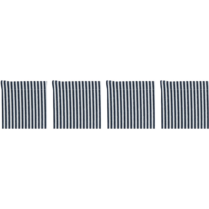 Narrow Stripe Onderzetters 10x10 cm Pak van 4, Marineblauw