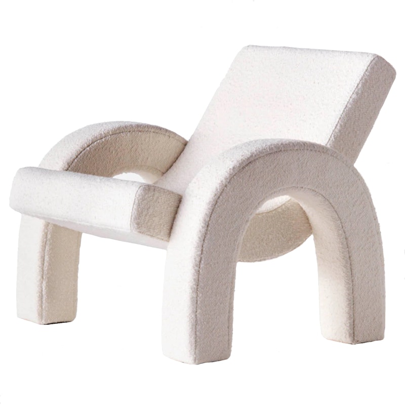 Arco Loungestoel, Bouclé Wit