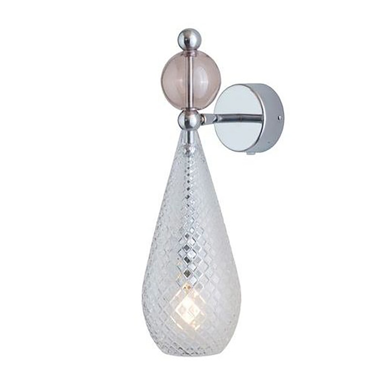 Smykke Wandlamp, Crystal Check / Obsidian Ball / Shiny Silver