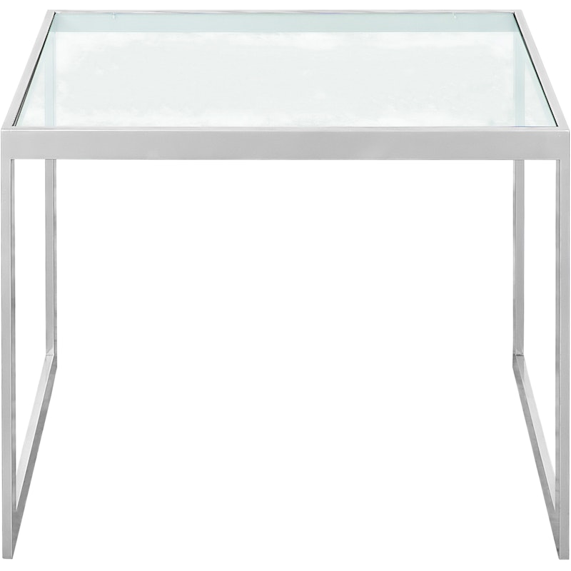Square Bijzettafel 56x41x43 cm, Silver Grey/Glas