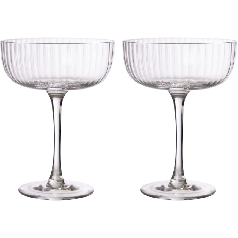 Glazen met Voet Geribbeld 20 cl Pak van 2, Doorzichtig