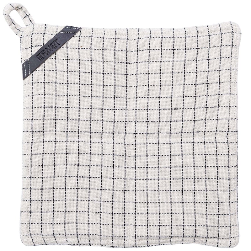 Pannenlap Geruit 25x25 cm, Naturel/Zwart