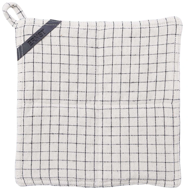 Pannenlap Geruit 25x25 cm, Naturel/Zwart