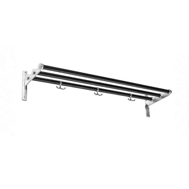 Nostalgi Hat Rack/Shoe Rack, Aluminium Fittings Hoedenrek Gemaakt van hout, Gemaakt van gerecycleerde aluminium Zwart Aluminium