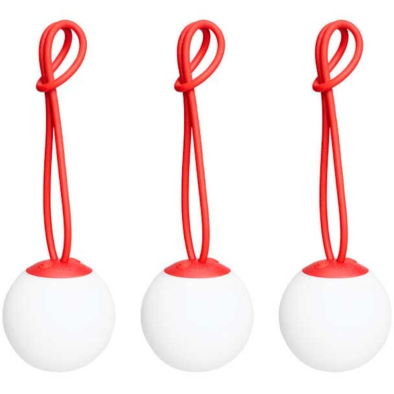 Bolleke Mini Tafellamp Draagbaar Pak van 3, Rood
