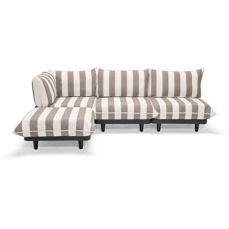 Paletti Modulaire Bank 3-zits Met Chaise Longue, Stripe Cacao (Left)