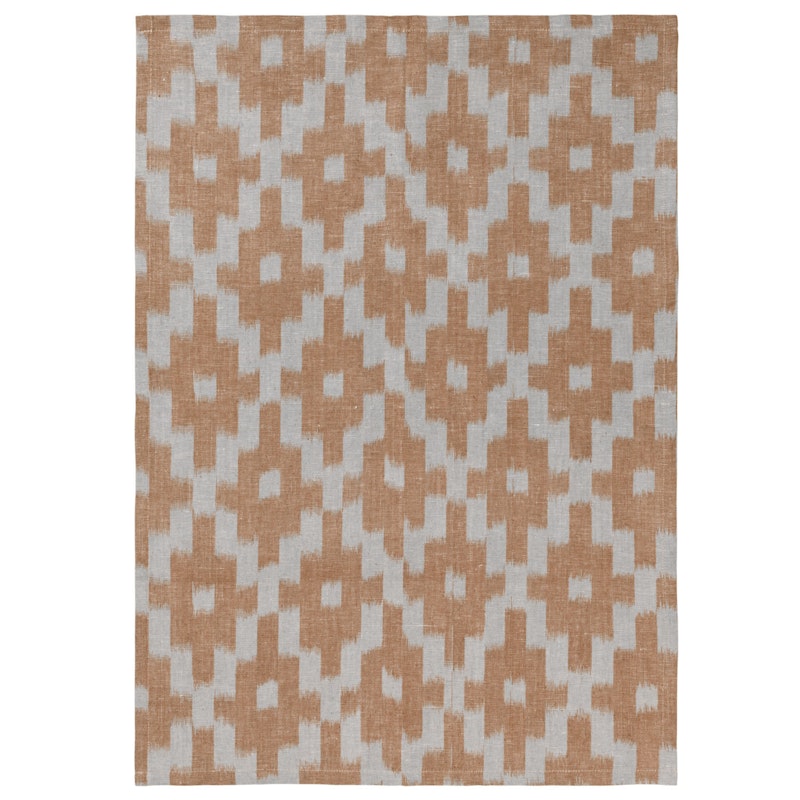 Ikat Theedoek 50x70 cm, Mist Blue / Terracotta
