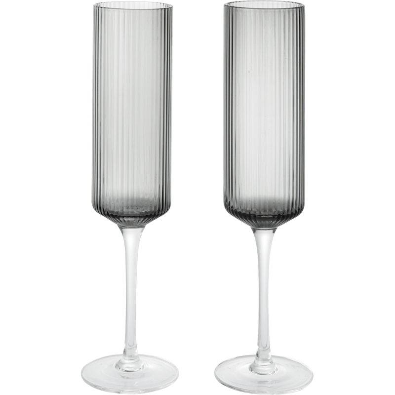 Ripple Champagneglas Pak van 2, Smoked Grey