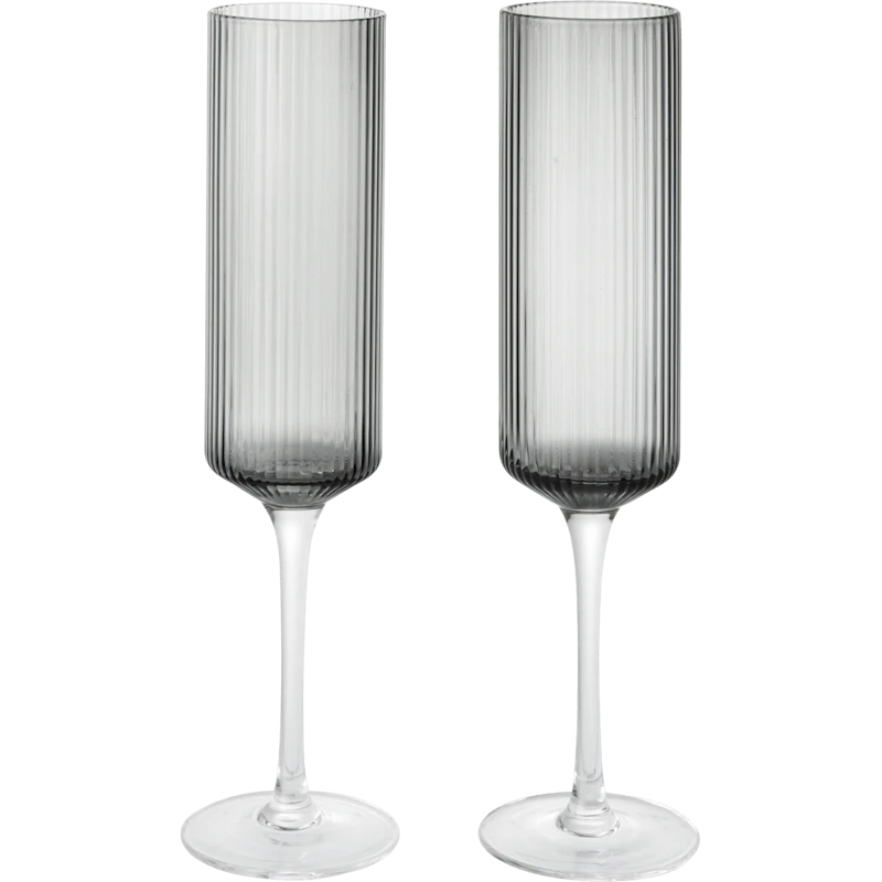 Ripple Champagneglas Pak van 2, Smoked Grey