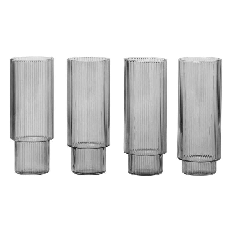 Ripple Longdrinkglas Pak van 4, Rookgrijs