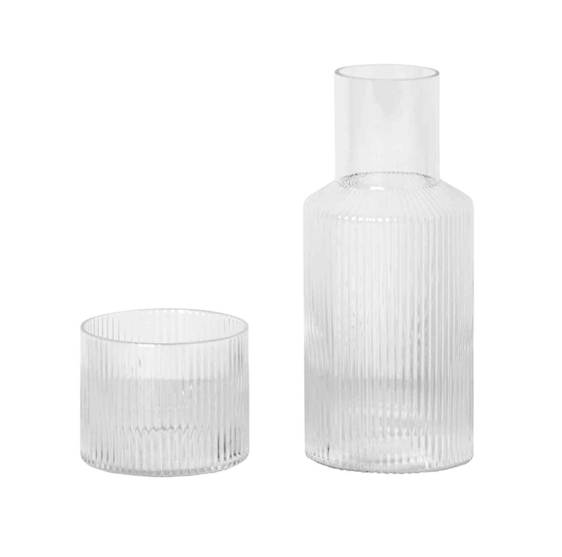 Ripple Small Carafe Set Karaf met Drinkglas, Doorzichtig