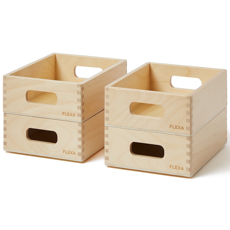 Play Opbergboxen 15x19 cm Pak van 4, Pine