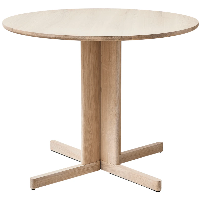 Trefoil Tafel 90 cm, Wit Geolied Eiken