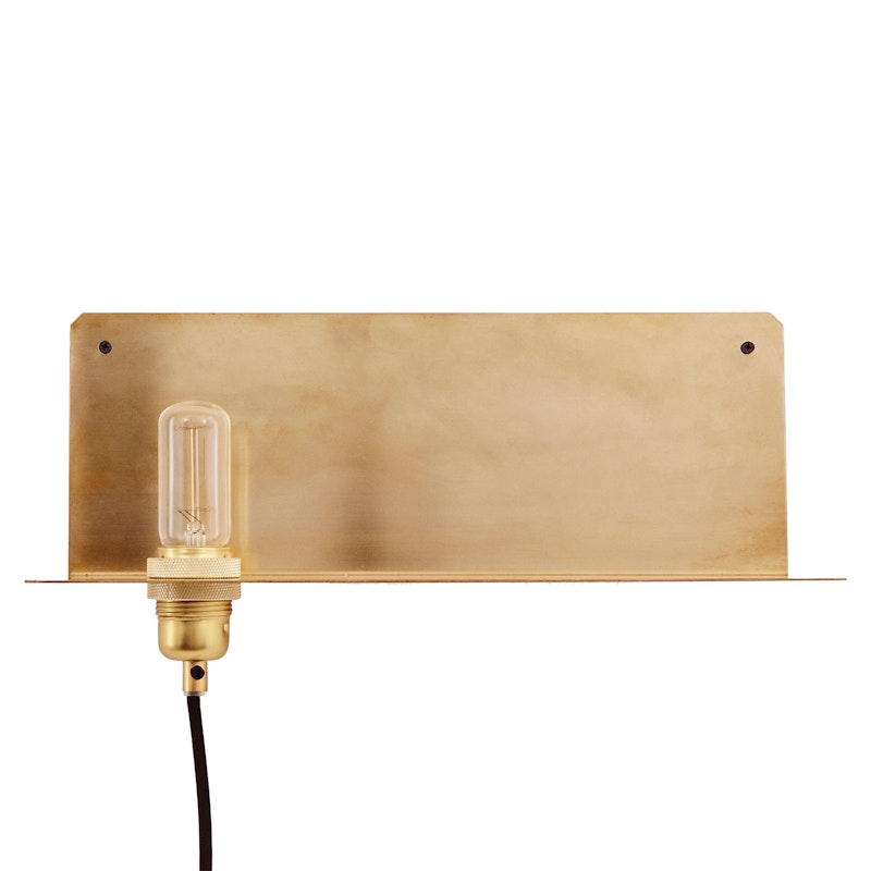 90° Wandlamp met Schap, Messing