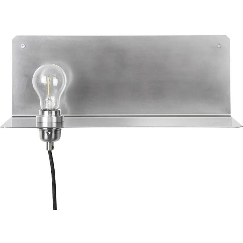 90° Wandlamp met Schap, Roestvrij Staal