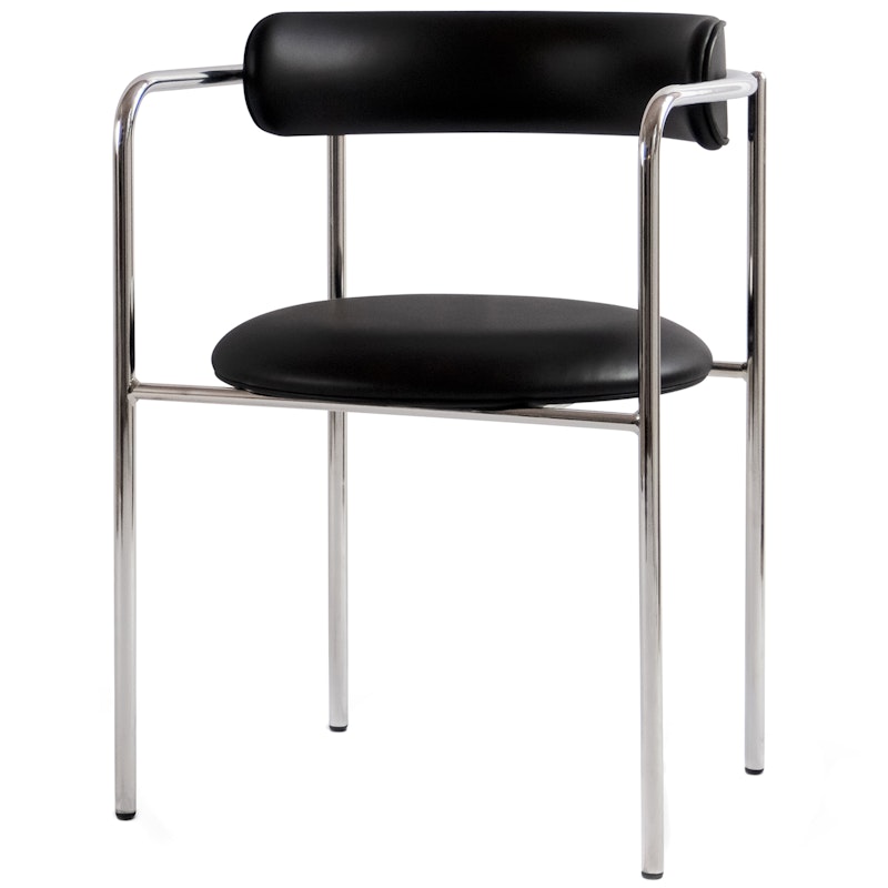 FF Fauteuil, Zwarte Leer / Chroom