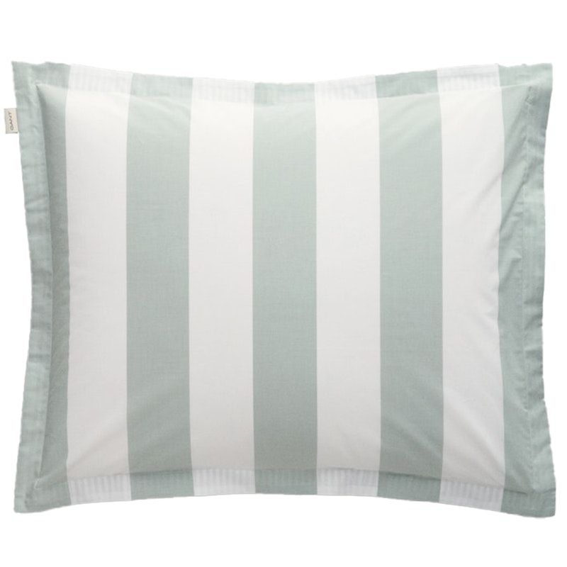 Percale Stripe Kussensloop, Clay Green