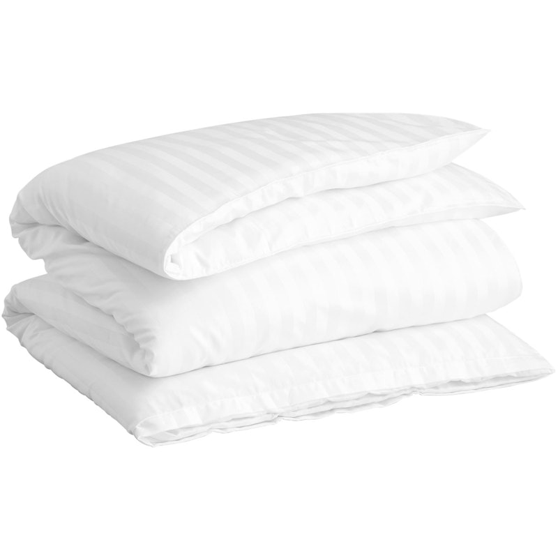 Sateen Stripes Dekbedovertrek 220x220 cm, Wit