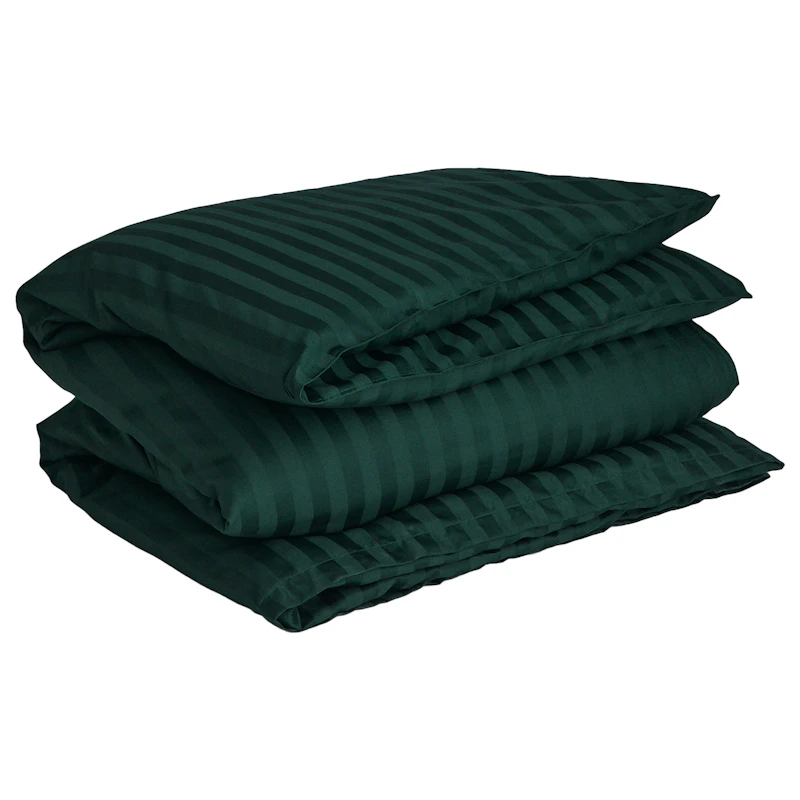 Sateen Stripes Dekbedovertrek 150x210 cm, Tartan Green