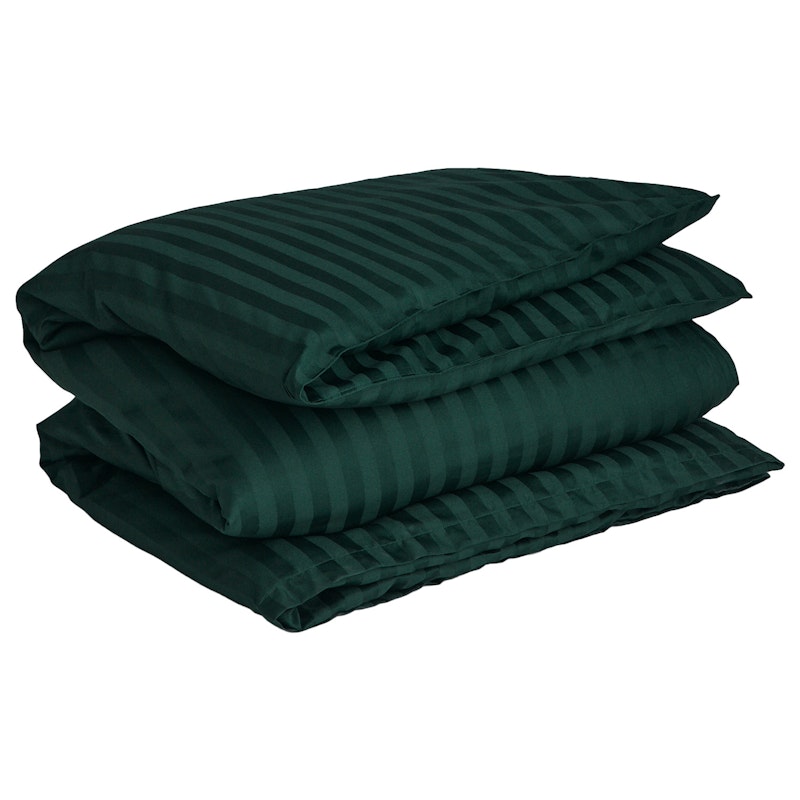 Sateen Stripes Dekbedovertrek 150x210 cm, Tartan Green