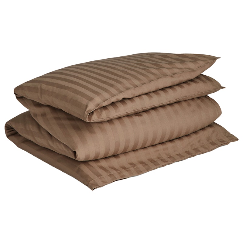 Sateen Stripes Dekbedovertrek 150x210 cm, Taupe Beige