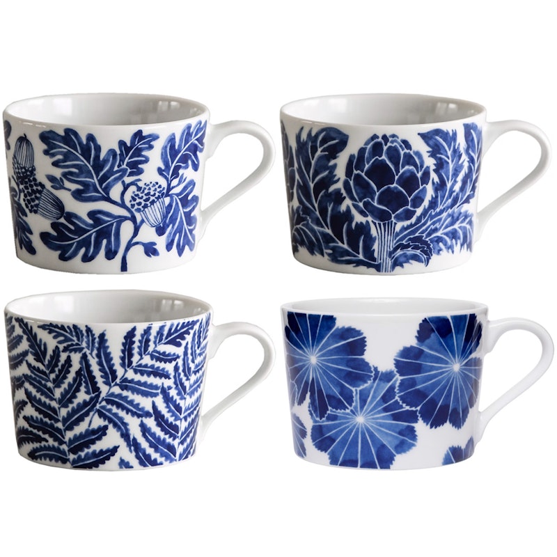 Botanica Set Met 4 Mokken 24 cl, Blauw