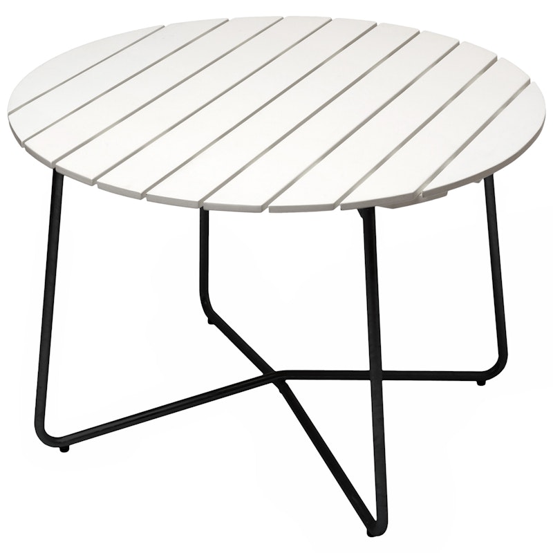 9A Tafel Ø100 cm, Wit gelakt Eiken / Zwart