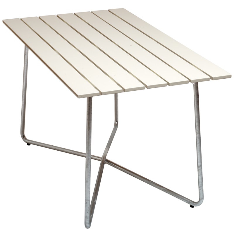 B25A Tafel 70x120 cm, Wit Gelakt Eiken / Thermisch Verzinkt Staal