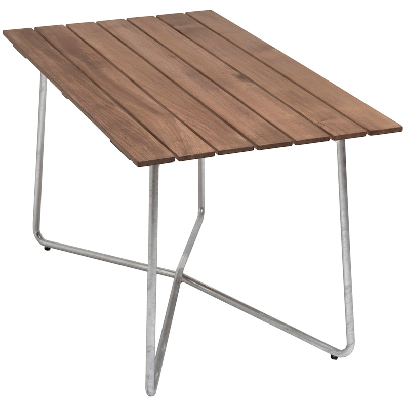 B25A Tafel 70x120 cm, Onbehandeld Teakhout / Thermisch Verzinkt Staal