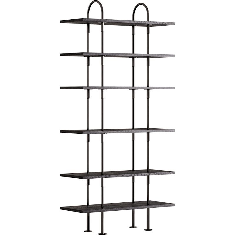 Keen Kastsysteem Met 6 Schappen 96 cm, Zwart Messing / Zwartbruin gekleurd As