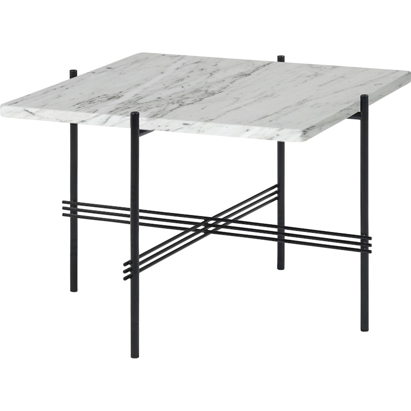 TS Salontafel 55x55 cm, Zwart / Wit Marmer