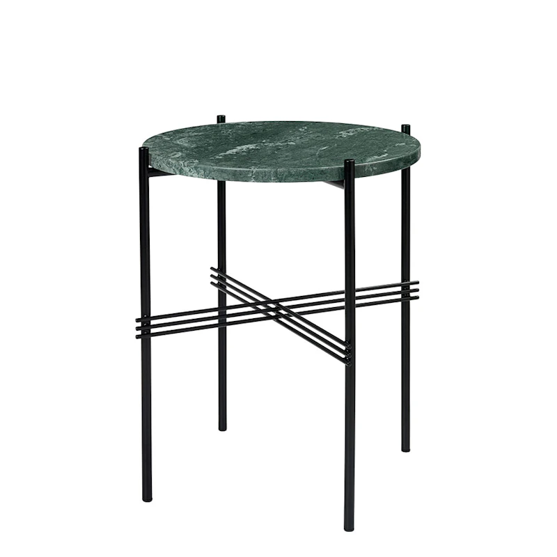 TS Bijzettafel 40 cm, Zwart / Groen Guatemala-marmer