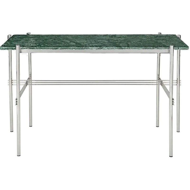 TS Bureau 60x120 cm, Gepolijst Staal / Groen Guatemala-marmer